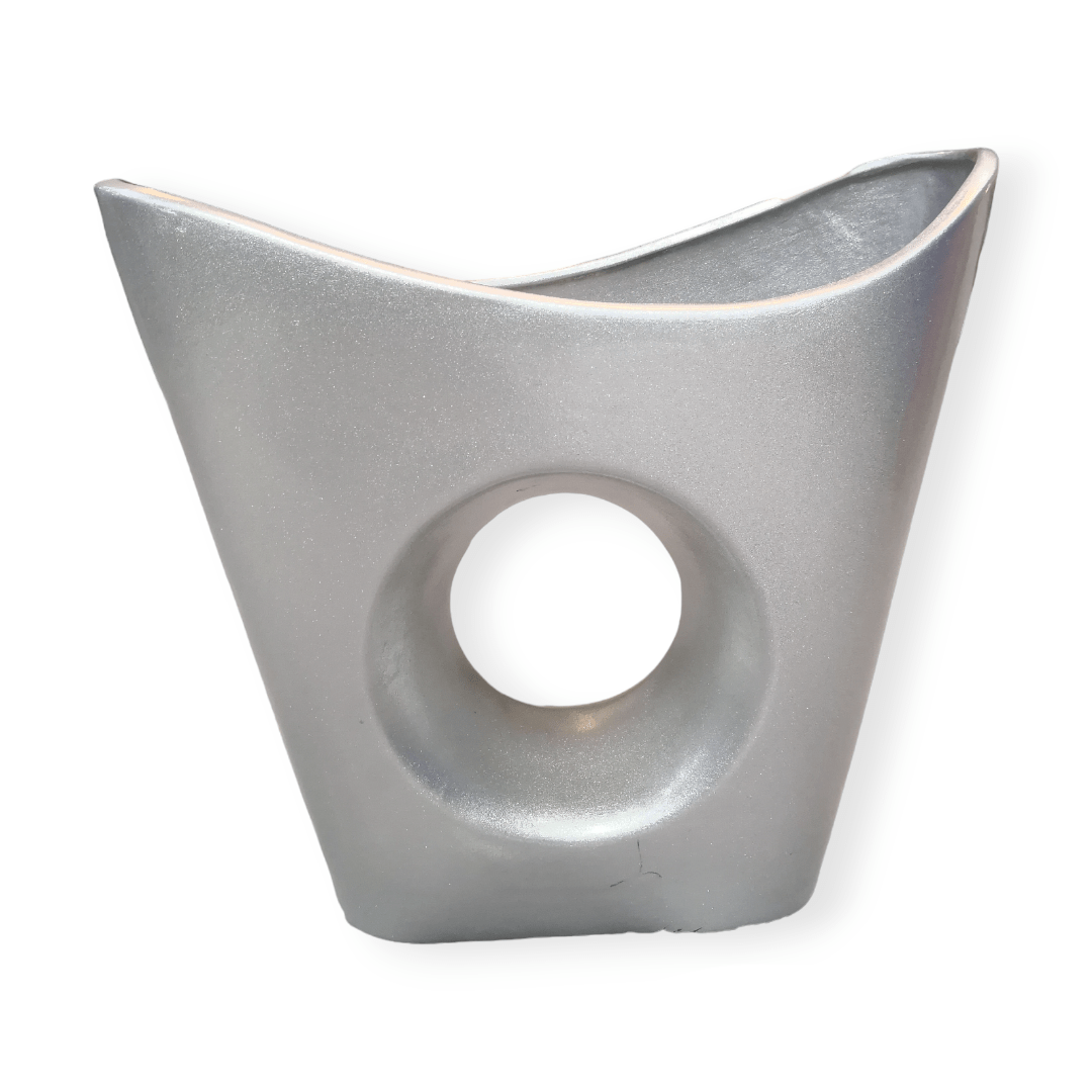 MHC World Medium 35x39x13cm Vase AC 1 hole Boat-base Metallic silver (7452847177817)