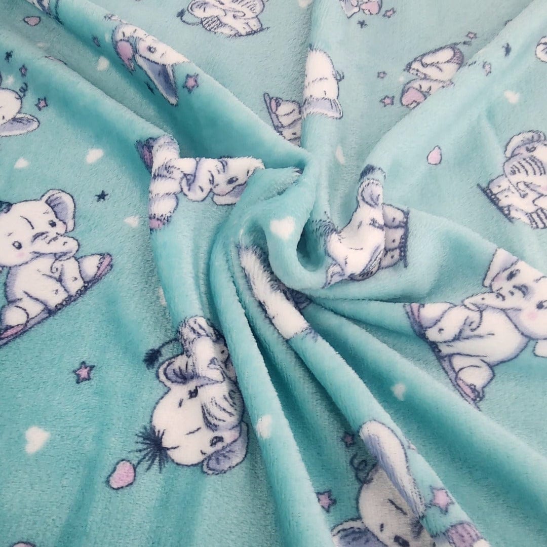 Fleece Blankets Printed Mongolian Fleece Fabric Baby Elephant 150cm (7564608176217)