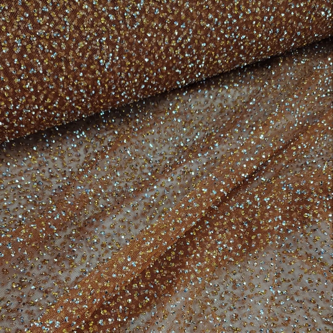 BEADED LACE Dress Fabrics Kendall Lace Fabric Orange 140cm (7397287690329)