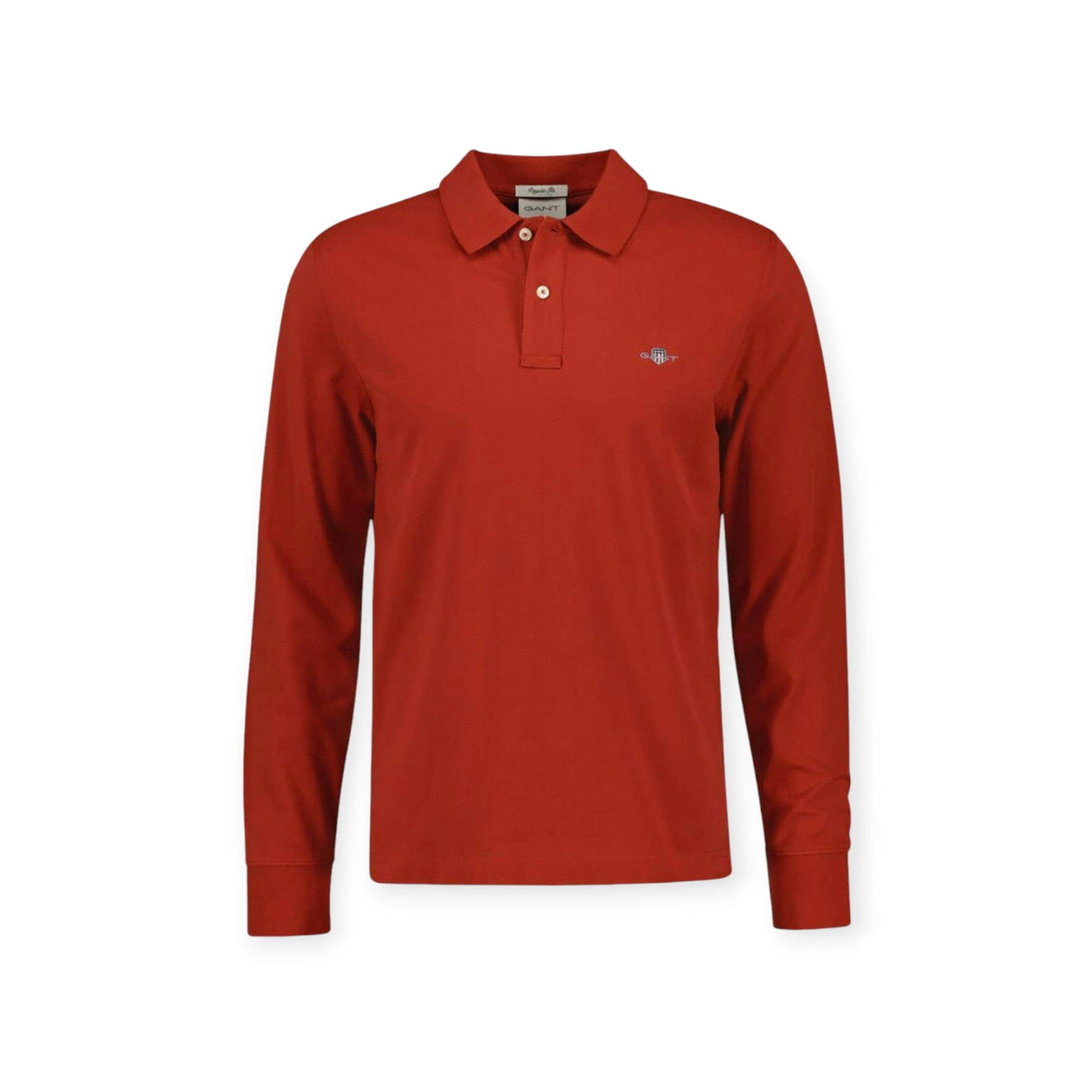 GANT Golf T Shirt S Gant Regular Shield Long Sleeve Pique Rugger Burgundy