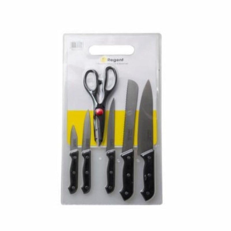Regent Knife Regent Kitchen Knives Scissor & Cutting Board 7 Piece Set (6935213867097)