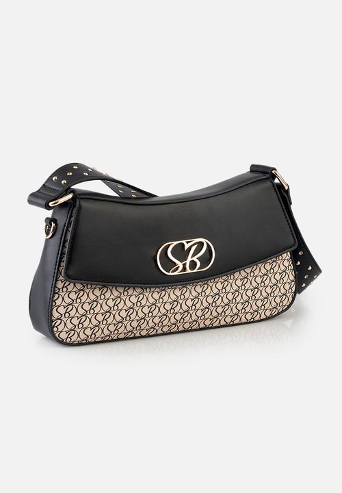 Sissy Boy Black And Beige SissyBoy Ladies Printed SB Shoulder Bag (7510795223129)