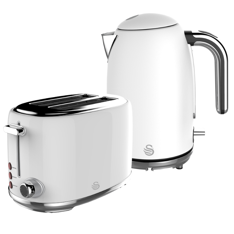 Swan TOASTER Swan Pearl White 1,7 Litre cordless Kettle & 2 Slice Toaster STP01C (6716448538713)