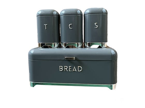 Continental Homeware CANISTER Continental Homeware Deluxe Edition Bread Bin With 3Pcs Canister Set Grey CH725 (7305530540121)