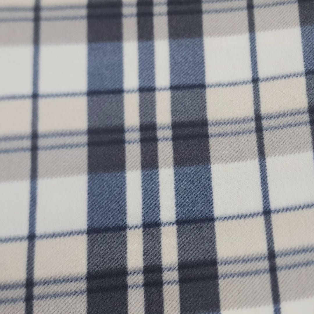 Fleece Dress Fabrics Printed Polar Fleece Fabric Beige/Grey Checks 150cm (7486917804121)