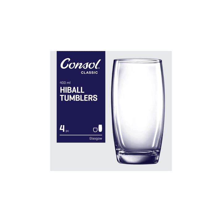 Consol GLASS Consol 400ml Glasgow Hiball Tumbler Set of 4 (7573330100313)