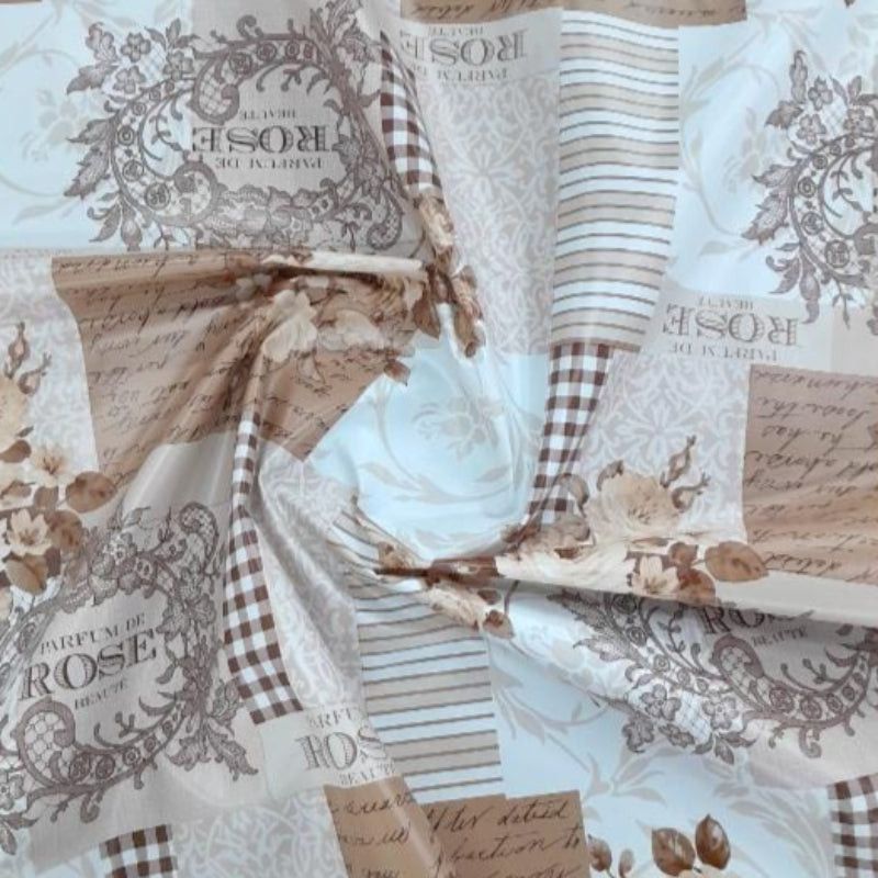 EDURA Plastic Tabling Brown Flannel Backed Rose Plastic Tabling 140 cm