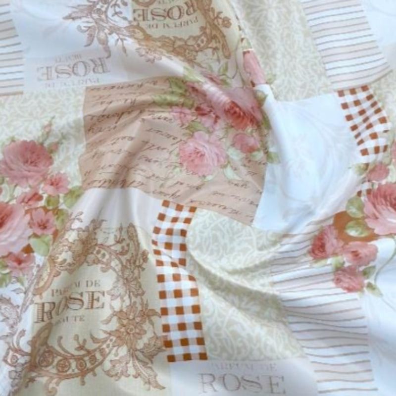 EDURA Plastic Tabling Cream Flannel Backed Rose Plastic Tabling 140 cm