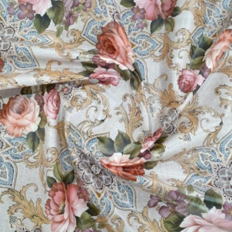 EDURA Plastic Tabling Flannel Backed Flowers Plastic Tabling 192B 140 cm