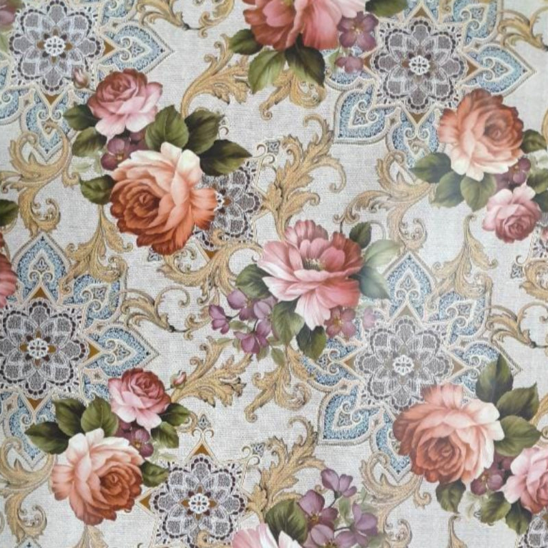 EDURA Plastic Tabling Flannel Backed Flowers Plastic Tabling 192B 140 cm