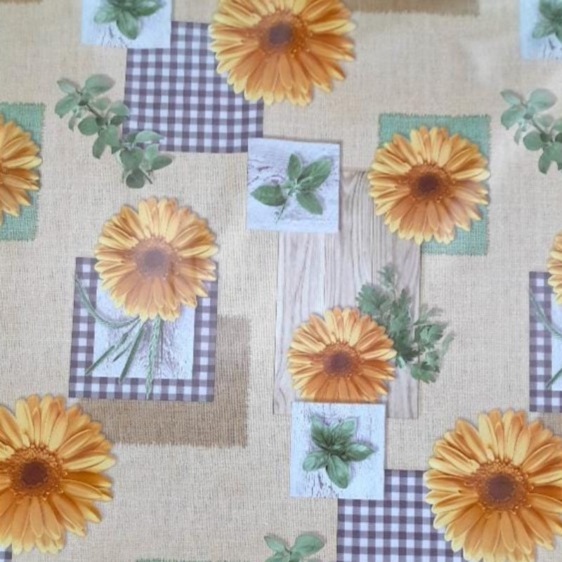 EDURA Plastic Tabling Flannel Backed Sunflower Plastic Tabling 87A 140 cm (7797734932569)