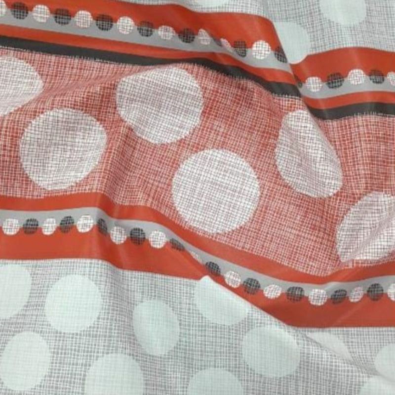 EDURA Plastic Tabling Red Flannel Backed Circles Plastic Tabling Fabric 140 cm