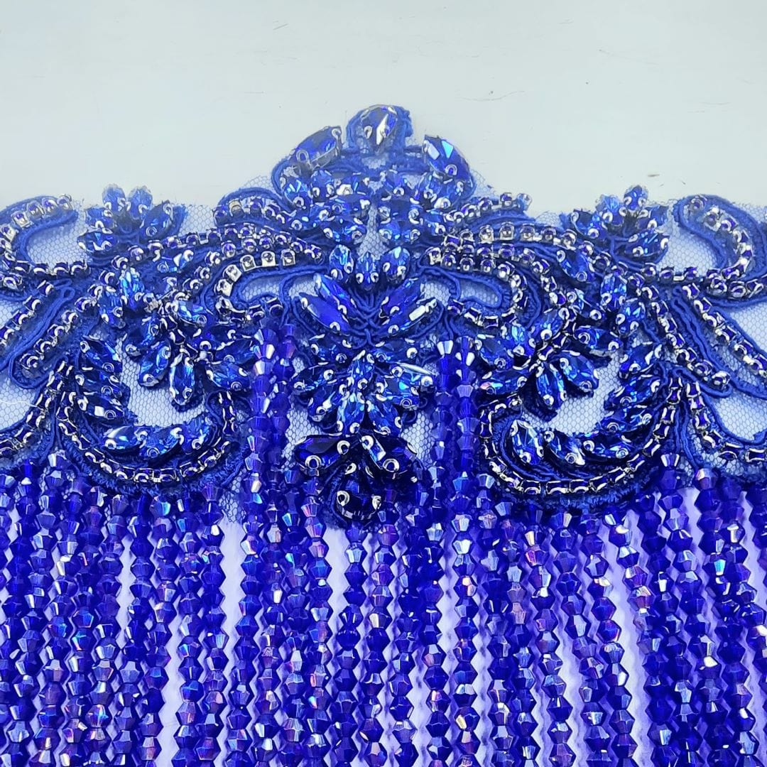 BEADED PATCHES Habby Beaded Patch With Fringing Royal (7456517521497)