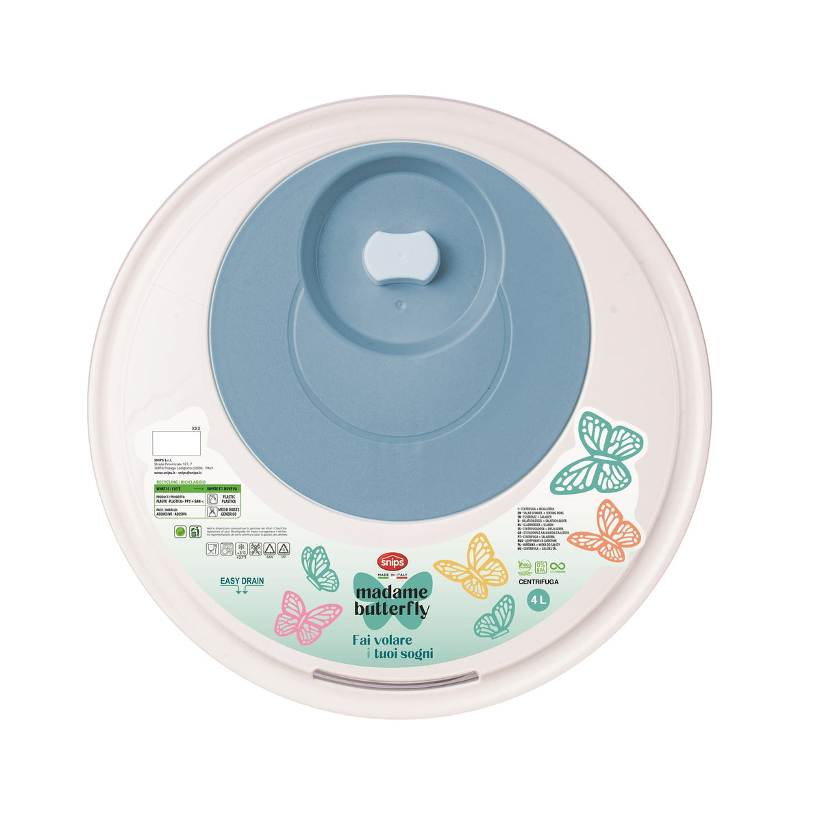 EETRITE Measuring Eetrite Snips Miss Butterfly Salad Spinner 4L Light Blue (2 In 1) 020476 (7605963882585)