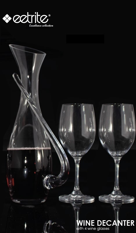 Eetrite Wine Glasses Eetrite Decanter & Wine Set of 4 LC6006