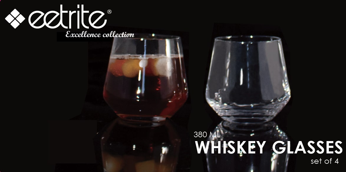 Eetrite Wine Glasses Eetrite Whiskey Glasses 380ml Set of 4 LC6004