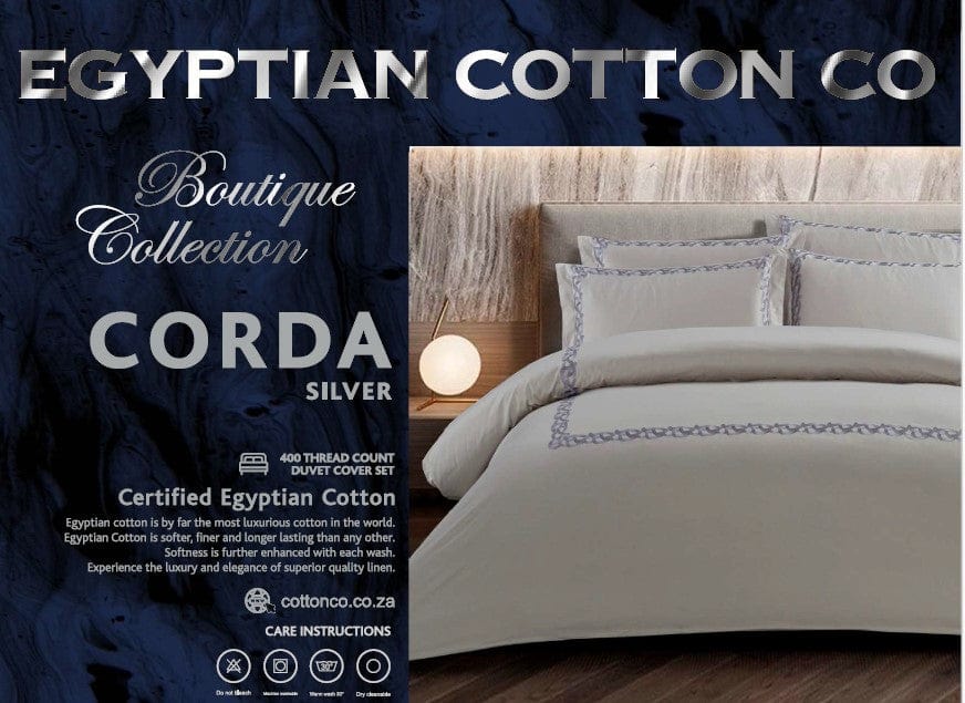 Egyptian Cotton Duvet Cover Egyptian Cotton 400 Thread Count Corda Silver Duvet Cover Set (7497960685657)