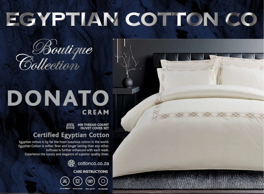 Egyptian Cotton Duvet Cover Egyptian Cotton 400 Thread Count Donato Cream Duvet Cover Set (7497962553433)