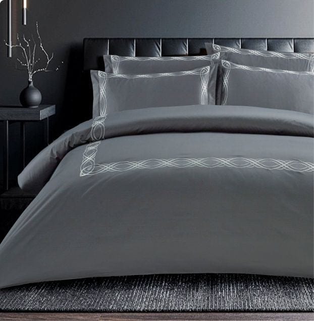 Egyptian Cotton Duvet Cover Egyptian Cotton 400 Thread Count Donato Grey Duvet Cover Set (7497965076569)