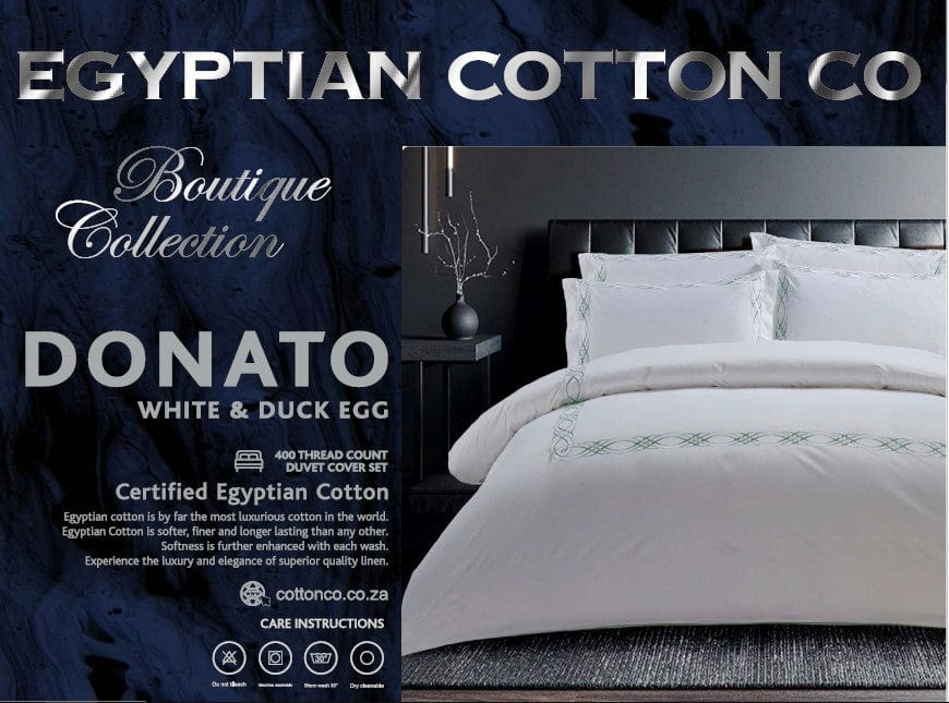Egyptian Cotton Duvet Cover Egyptian Cotton 400 Thread Count Donato White & Duck Egg Duvet Cover Set (7497964322905)