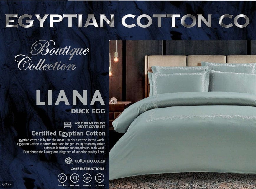 Egyptian Cotton Duvet Cover Egyptian Cotton 400 Thread Count Liana Duck Egg Duvet Cover Set (7497967173721)
