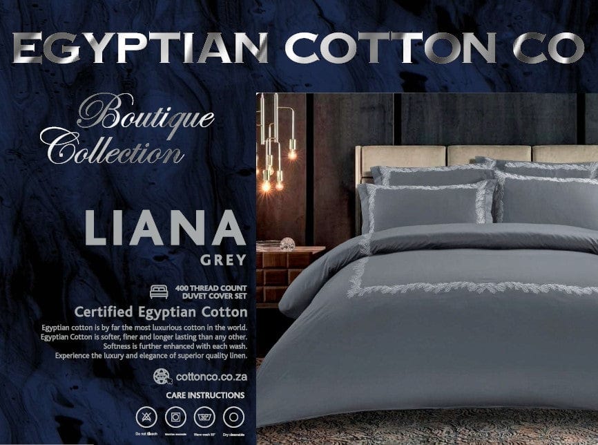 Egyptian Cotton Duvet Cover Egyptian Cotton 400 Thread Count Liana Grey Duvet Cover Set (7497967763545)