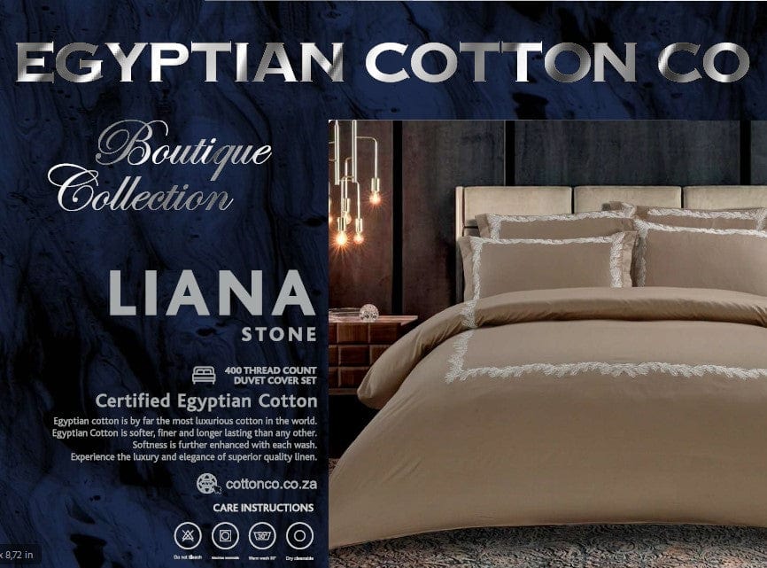Egyptian Cotton Duvet Cover Egyptian Cotton 400 Thread Count Liana Stone Duvet Cover Set (7497969008729)