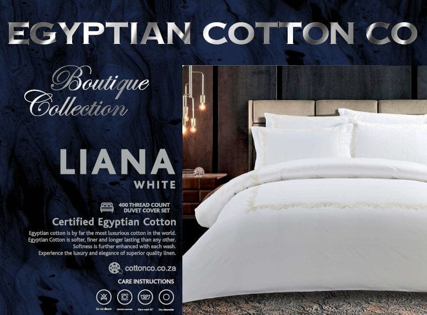 Egyptian Cotton Duvet Cover Egyptian Cotton 400 Thread Count Liana White Duvet Cover Set (7497971892313)