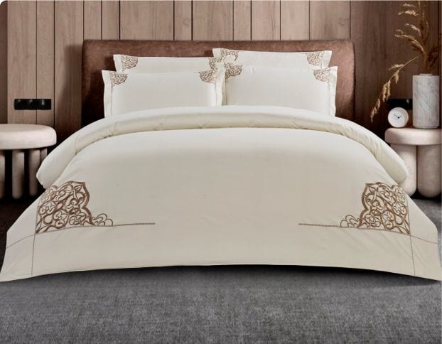 Egyptian Cotton Duvet Cover Egyptian Cotton 400 Thread Count Lorena Cream Duvet Cover Set (7497976283225)