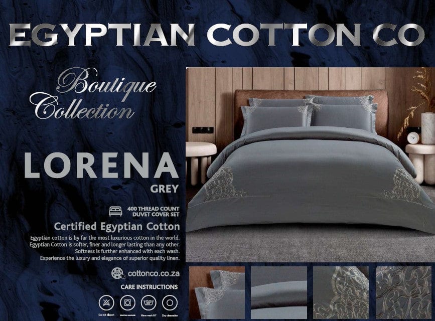 Egyptian Cotton Duvet Cover Egyptian Cotton 400 Thread Count Lorena Grey Duvet Cover Set (7497977331801)