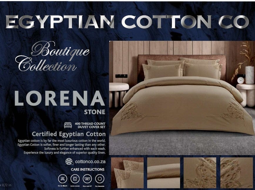 Egyptian Cotton Duvet Cover Egyptian Cotton 400 Thread Count Lorena Stone Duvet Cover Set (7497977692249)