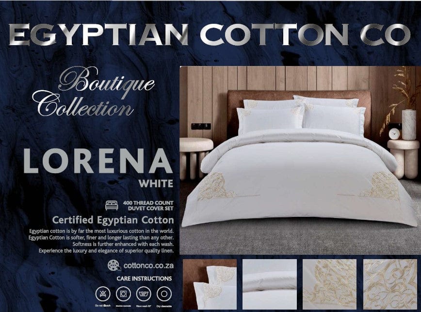 Egyptian Cotton Duvet Cover Egyptian Cotton 400 Thread Count Lorena White Duvet Cover Set (7497974808665)