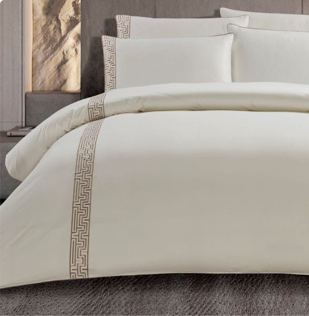 Egyptian Cotton Duvet Cover Egyptian Cotton 400 Thread Count Roberto Cream Duvet Cover Set (7497978216537)
