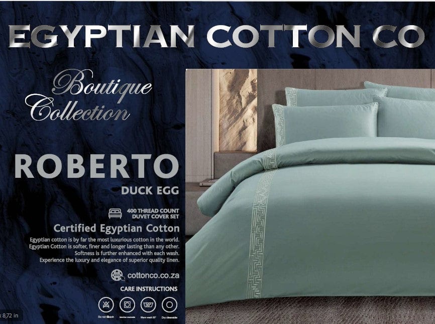 Egyptian Cotton Duvet Cover Egyptian Cotton 400 Thread Count Roberto Duck Egg Duvet Cover Set (7497978806361)