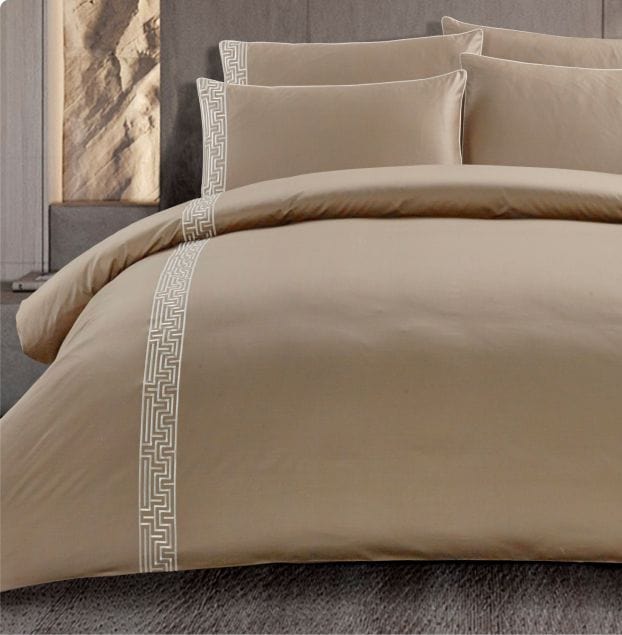 Egyptian Cotton Duvet Cover Egyptian Cotton 400 Thread Count Roberto Stone Duvet Cover Set (7497982672985)