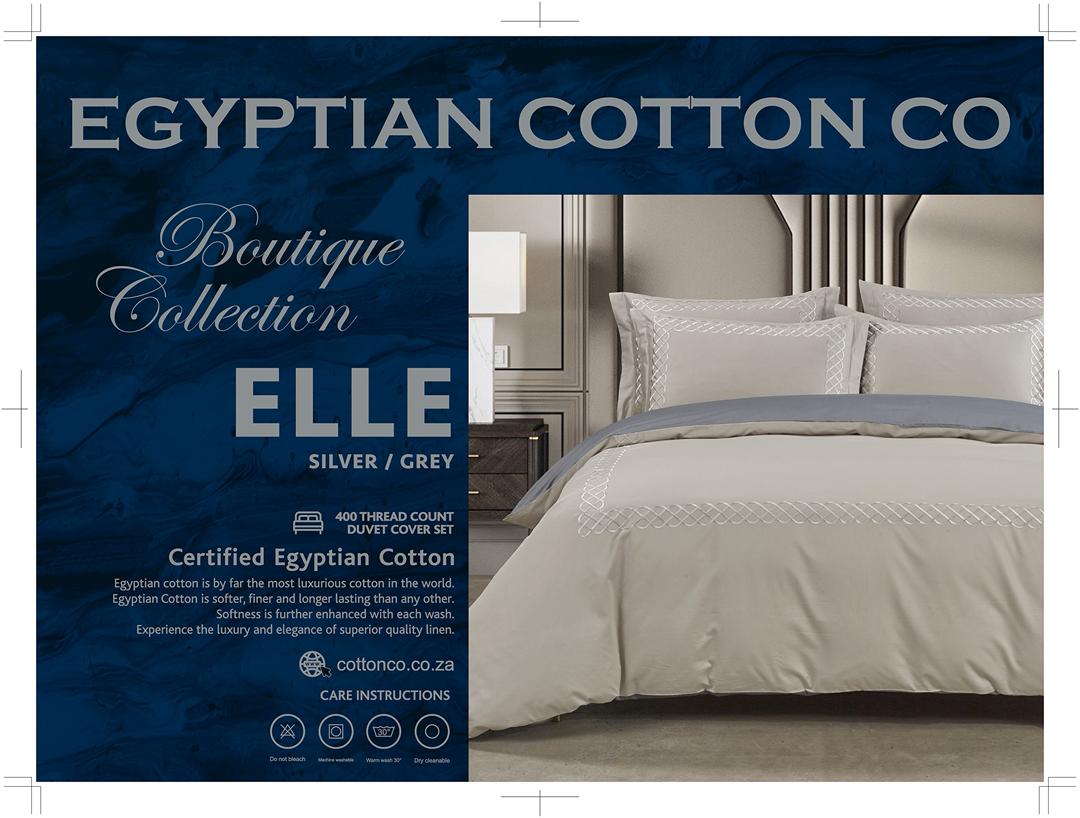 Egyptian Cotton Duvet Cover Egyptian Cotton Elle 400 Thread Count Silver/Grey Duvet Cover Set