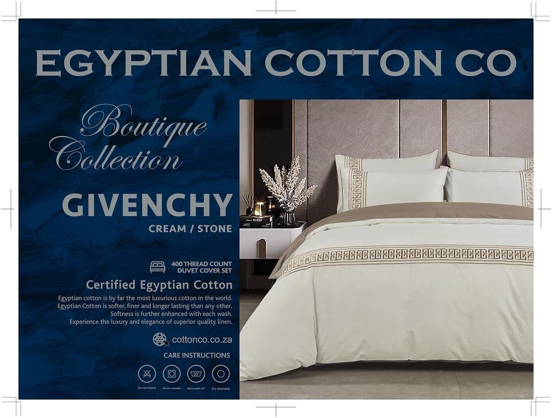 Egyptian Cotton Duvet Cover Egyptian Cotton Givenchy 400 Thread Count Cream / Stone Duvet Cover Set
