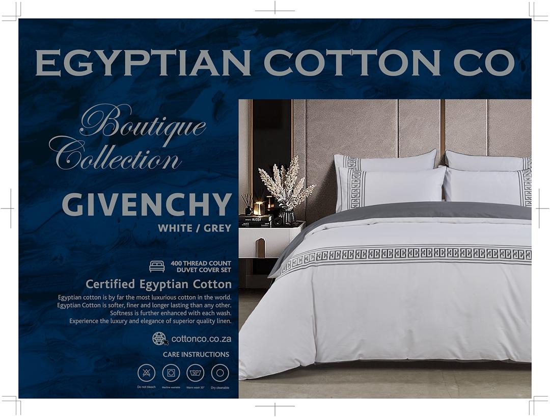 Egyptian Cotton Duvet Cover Egyptian Cotton Givenchy 400 Thread Count White/Grey Duvet Cover Set