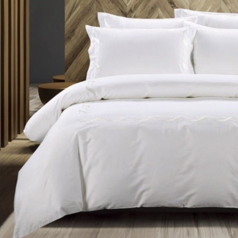Egyptian Cotton Duvet Cover Queen Egyptian Cotton 300 Thread Count Opulence Collection Antalia White & Champagne Duvet Cover Set