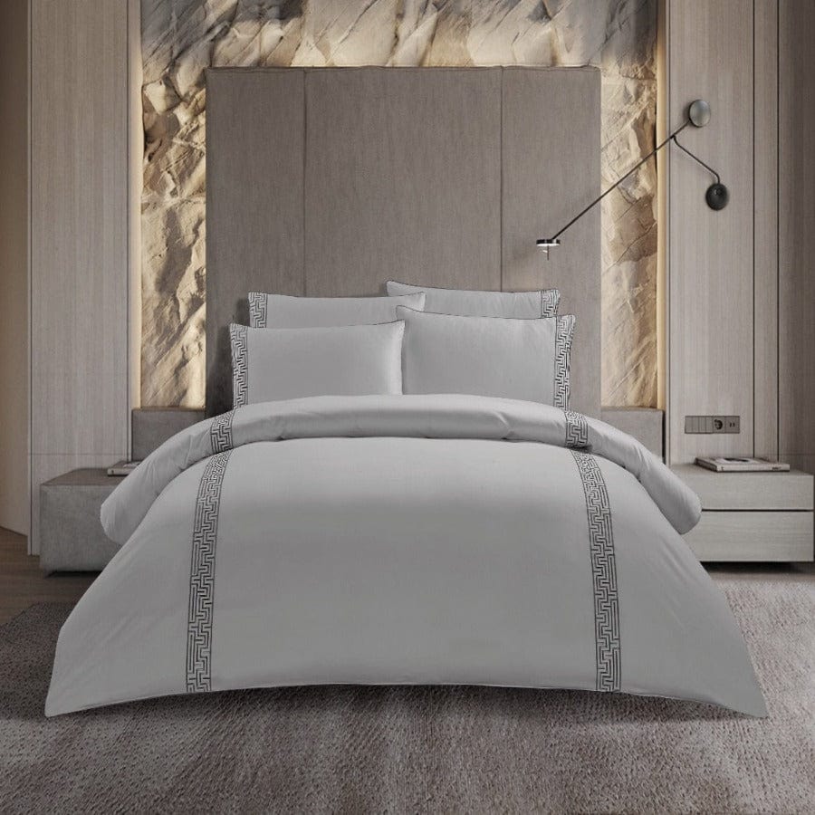 Egyptian Cotton Duvet Cover Queen Egyptian Cotton 300 Thread Count Roberto Silver Duvet Cover Set