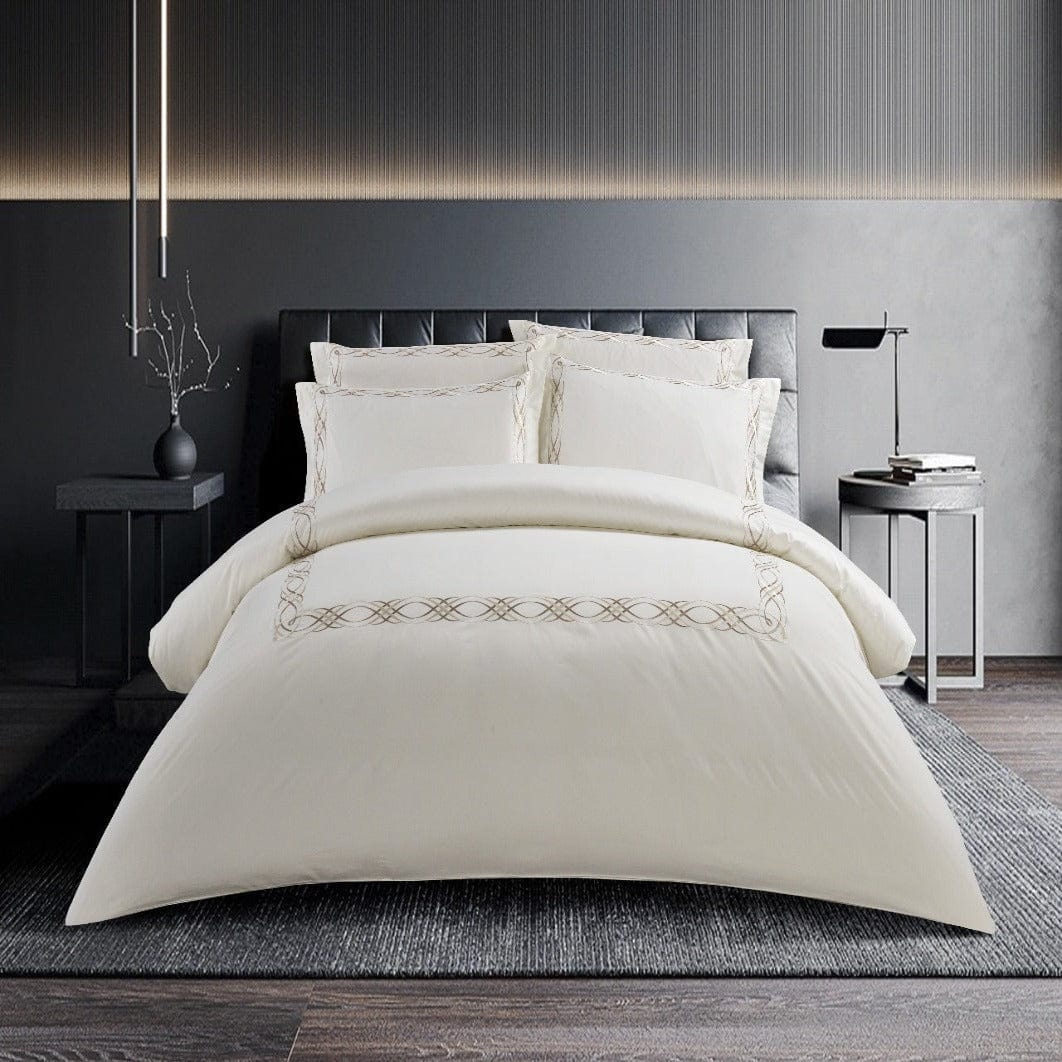 Egyptian Cotton Duvet Cover Queen Egyptian Cotton 400 Thread Count Donato Cream Duvet Cover Set (7497962553433)