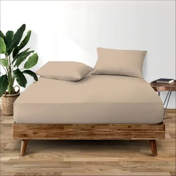 Egyptian Cotton FITTED SHEET Double Egyptian Cotton 400 Thread Count Fitted Sheet Stone (7903090507865)