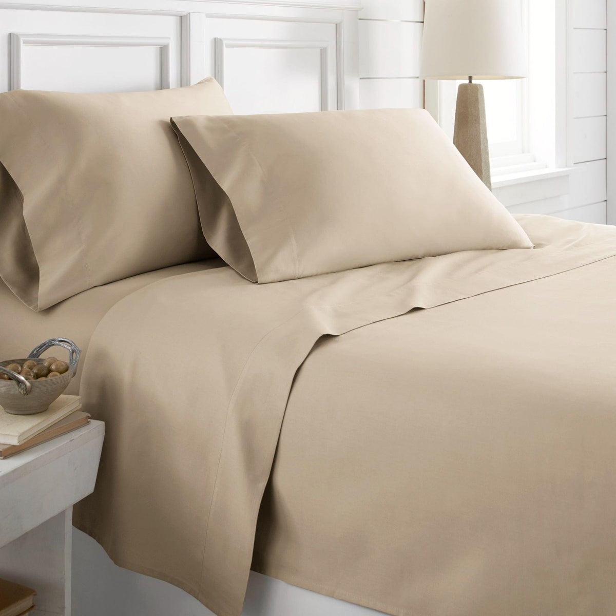 Egyptian Cotton FITTED SHEET Egyptian Cotton 400 Thread Count Flat Sheet Stone