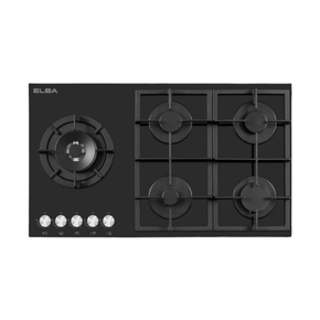 Elba Gas Hob Elba 90cm Black Glass 5 burner Gas Hob 04/T90-565G 5 (7691036491865)