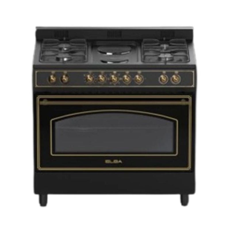 Elba Gas Stove Elba 90cm 4 Gas 2 Electric Black Rustic Freestanding Cooker – 04/9S4EX737KB