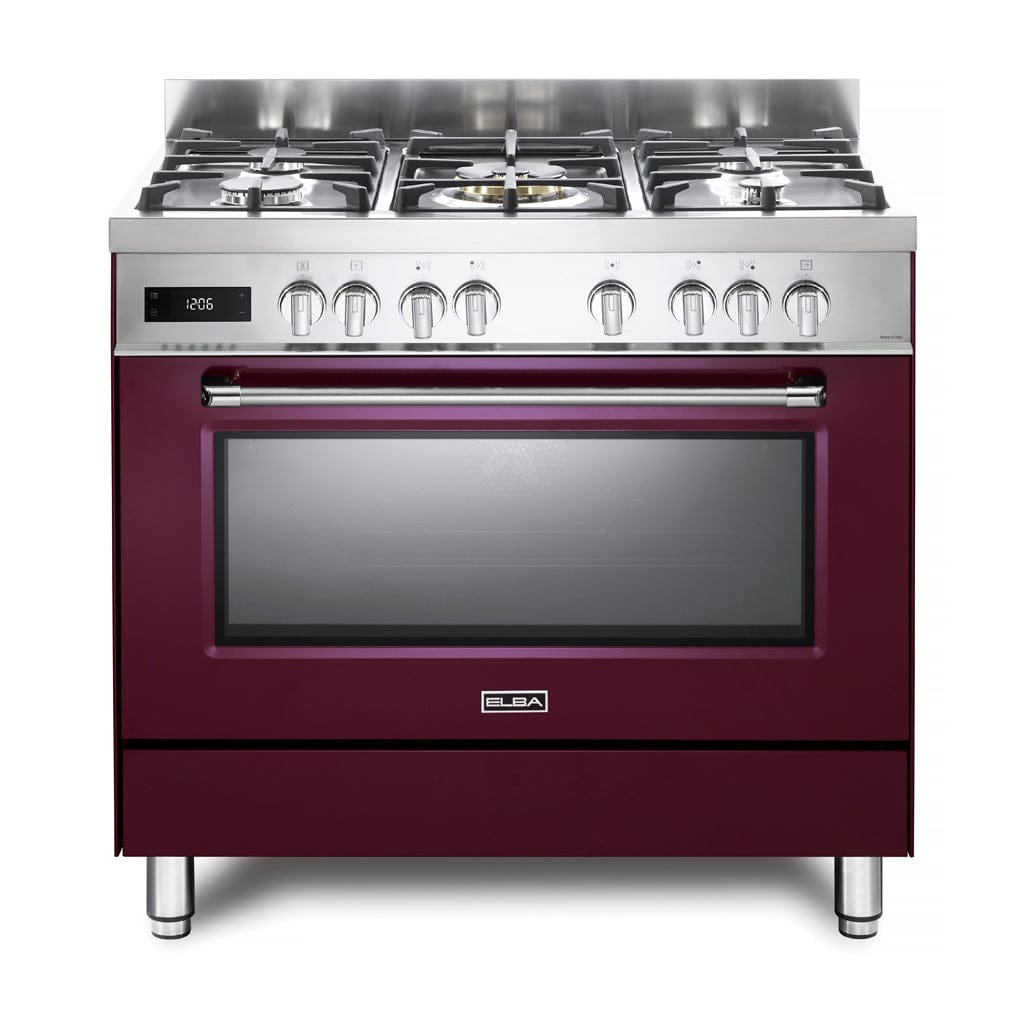 ELBA Gas Stove Elba Excellence 90cm 5 Burner Red Gas Cooker With Electric Oven Stove 01/9S4X937NR