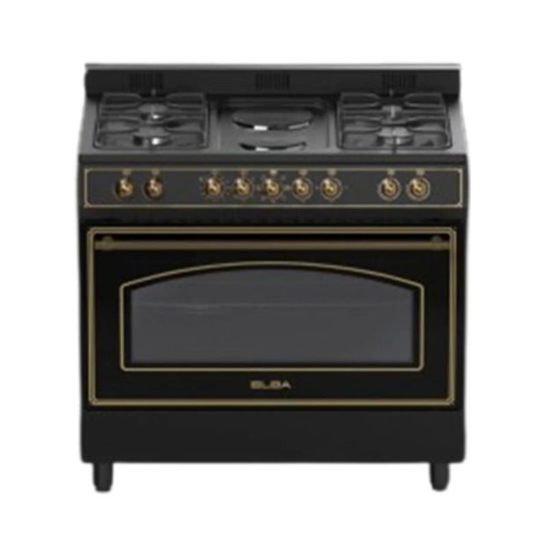 Elba 90cm 4 Gas 2 Electric Black Rustic Freestanding Cooker – 04/9S4EX737KB (8046150811737)