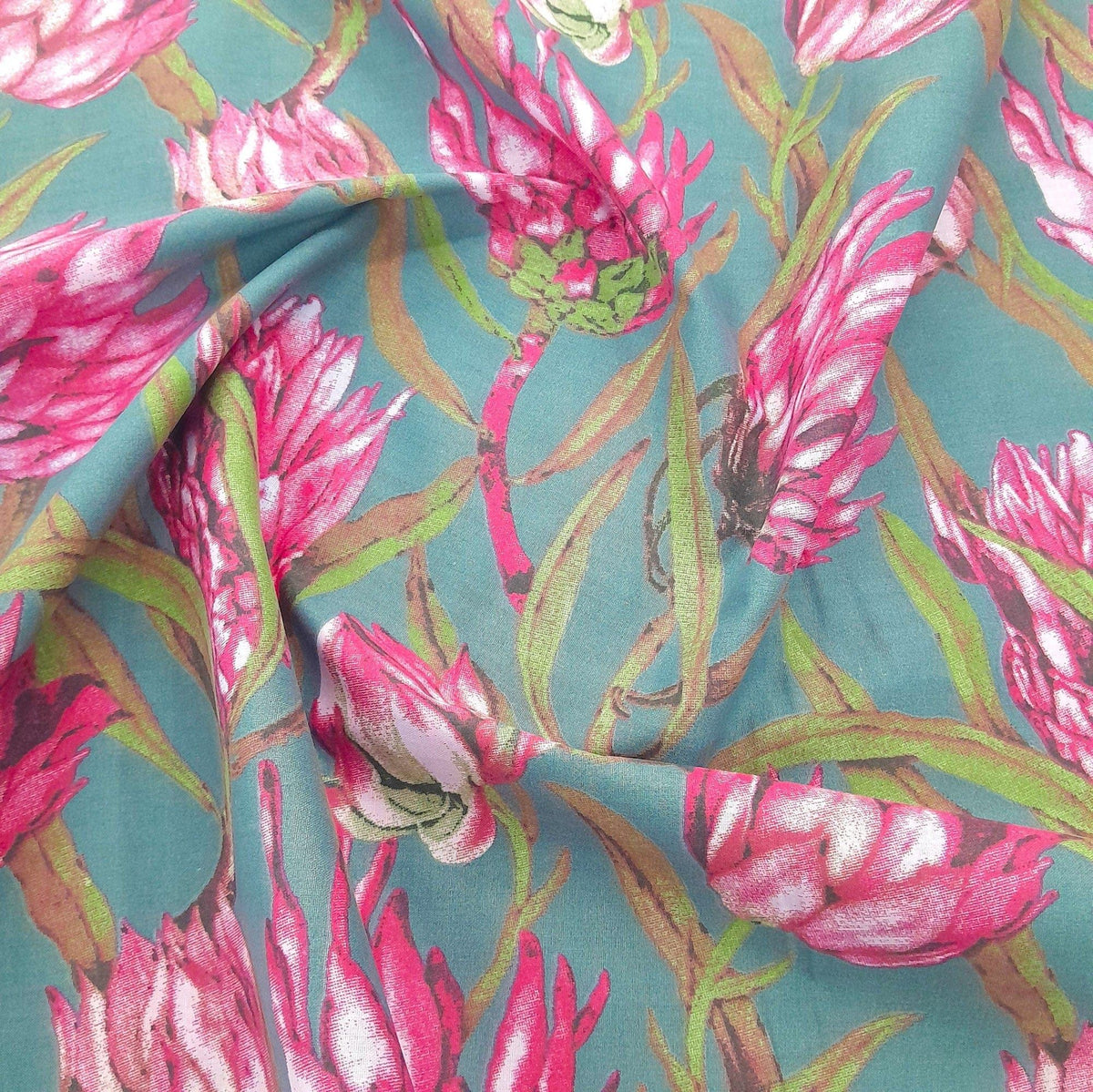 Emirates Textiles Fabric Fabric Printed Poly Cotton Protea Grey 240 cm