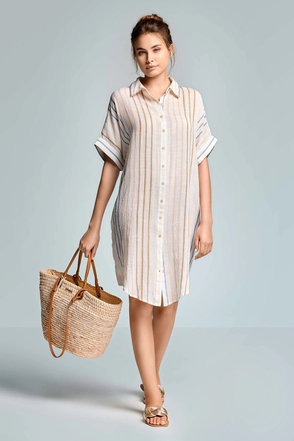 Iconique Elisa viscose shirt dress-Multicolor IC26-019
