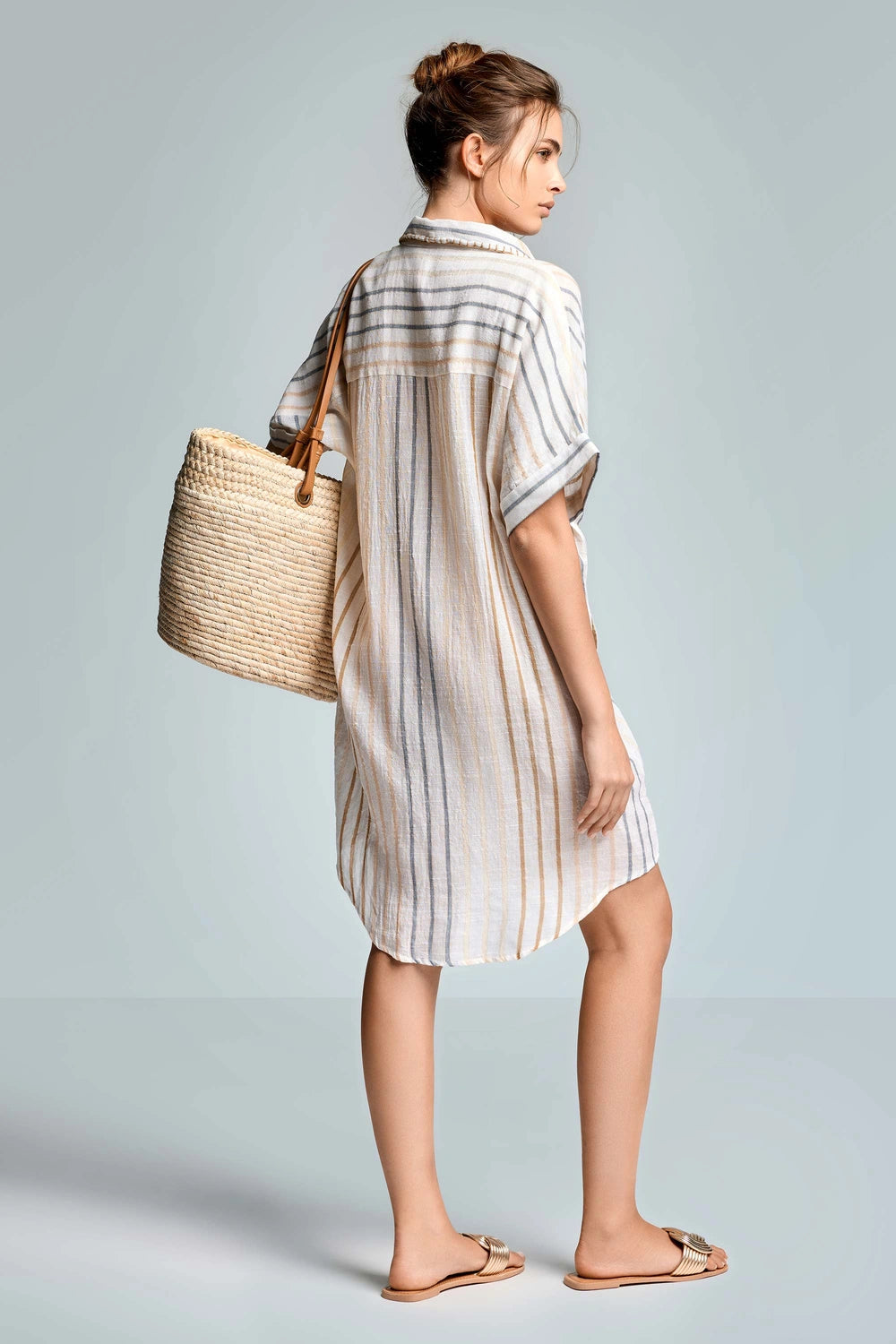 Iconique Elisa viscose shirt dress-Multicolor IC26-019